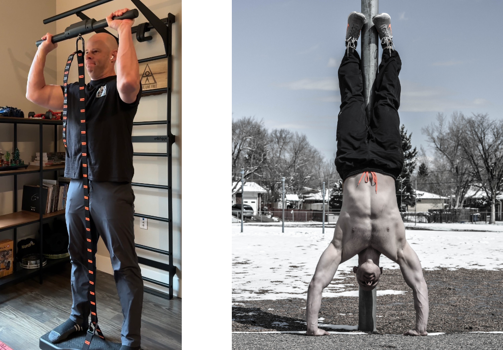 Matt Shifferle performing an IsoMax Overhead Press compared with a handstand to demonstrate some of his strategies for avoiding isometric training burnout