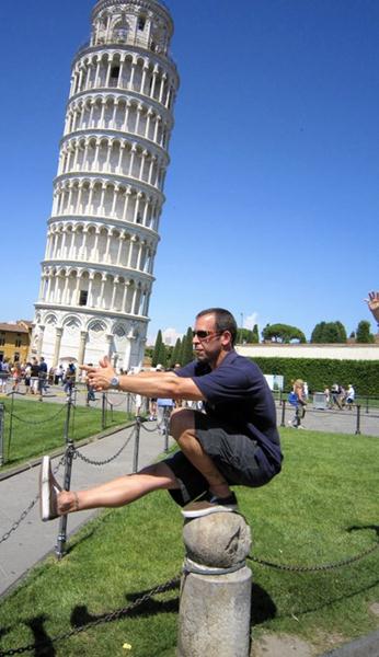 Peter D'Epiro Pistol Squat at Leaning Tower of Pisa
