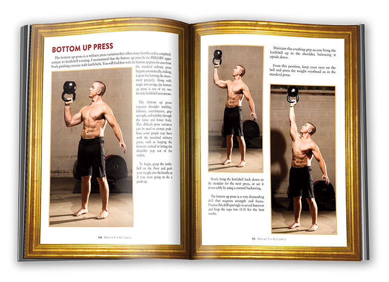 Inside pages of Master The Kettlebell: bottom's up kettlebell press
