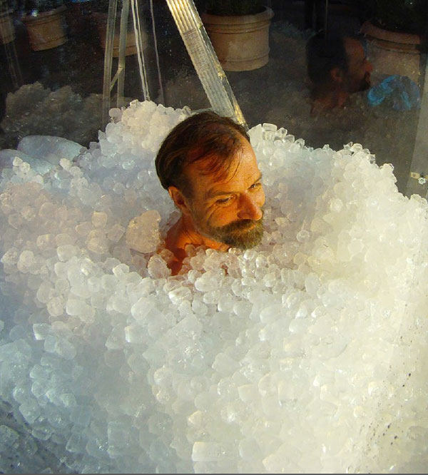 Wim Hof in ice cube box